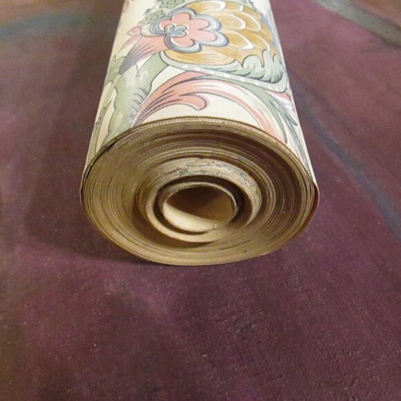 1970s Vintage Blue Floral Paisley Motif Wallpaper - Picture 7 of 9